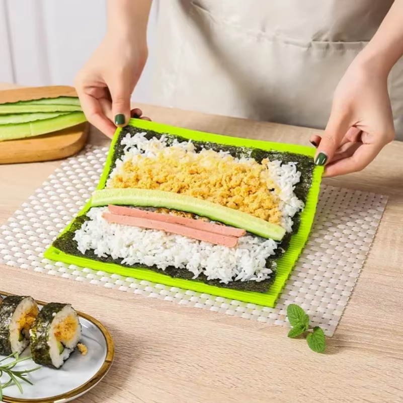 Spring Roll Wrapper - Reusable Silicone Sushi Roller Bamboo Pattern