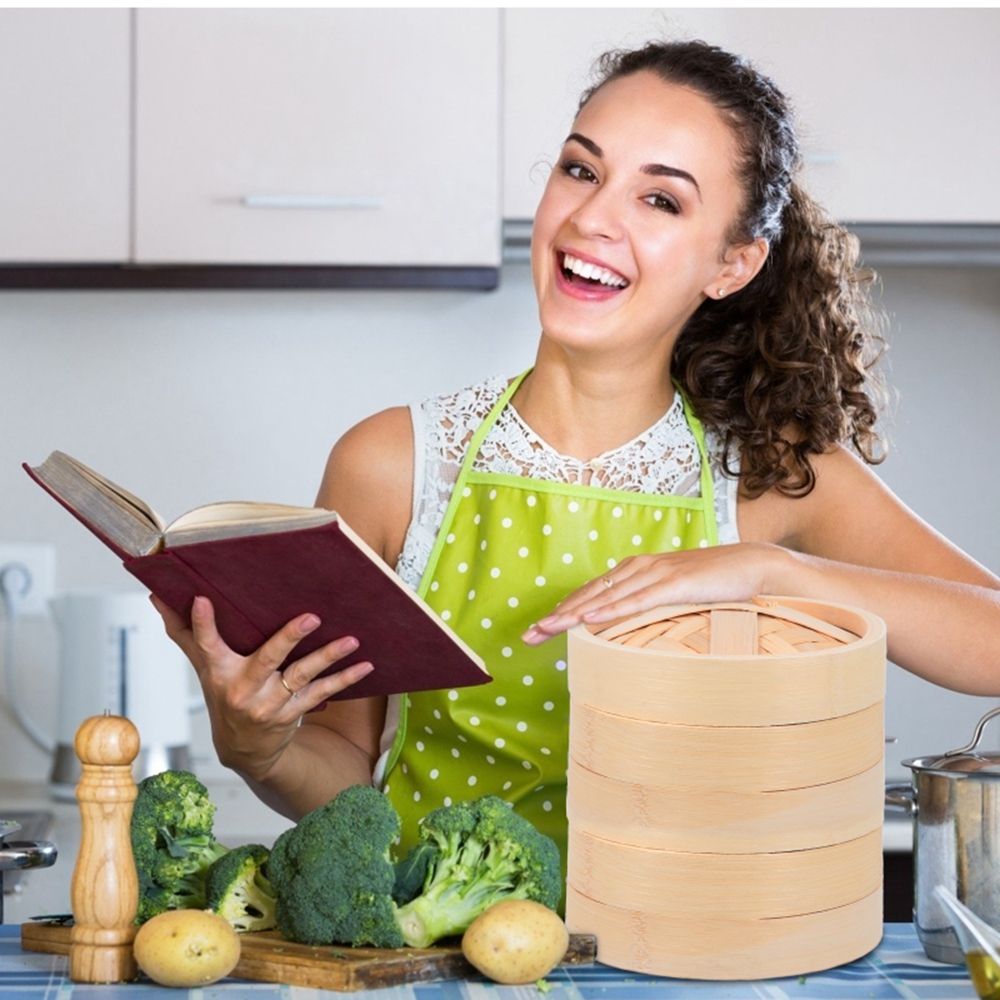 Steaming With Lid Cooking Tool - Bao Steamer Bamboo reseña y precio