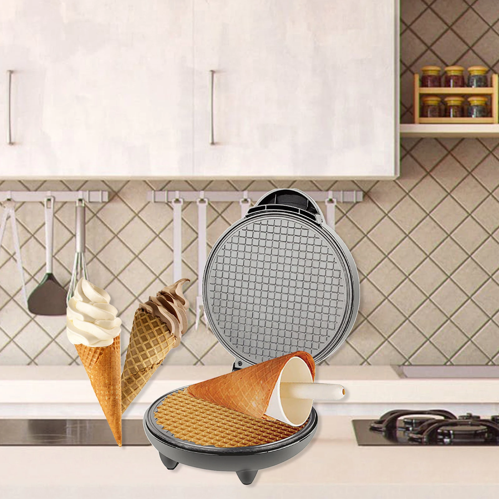 1200W Waffle Maker Nonstick Ba - Waffle Cone Maker reseña y precio