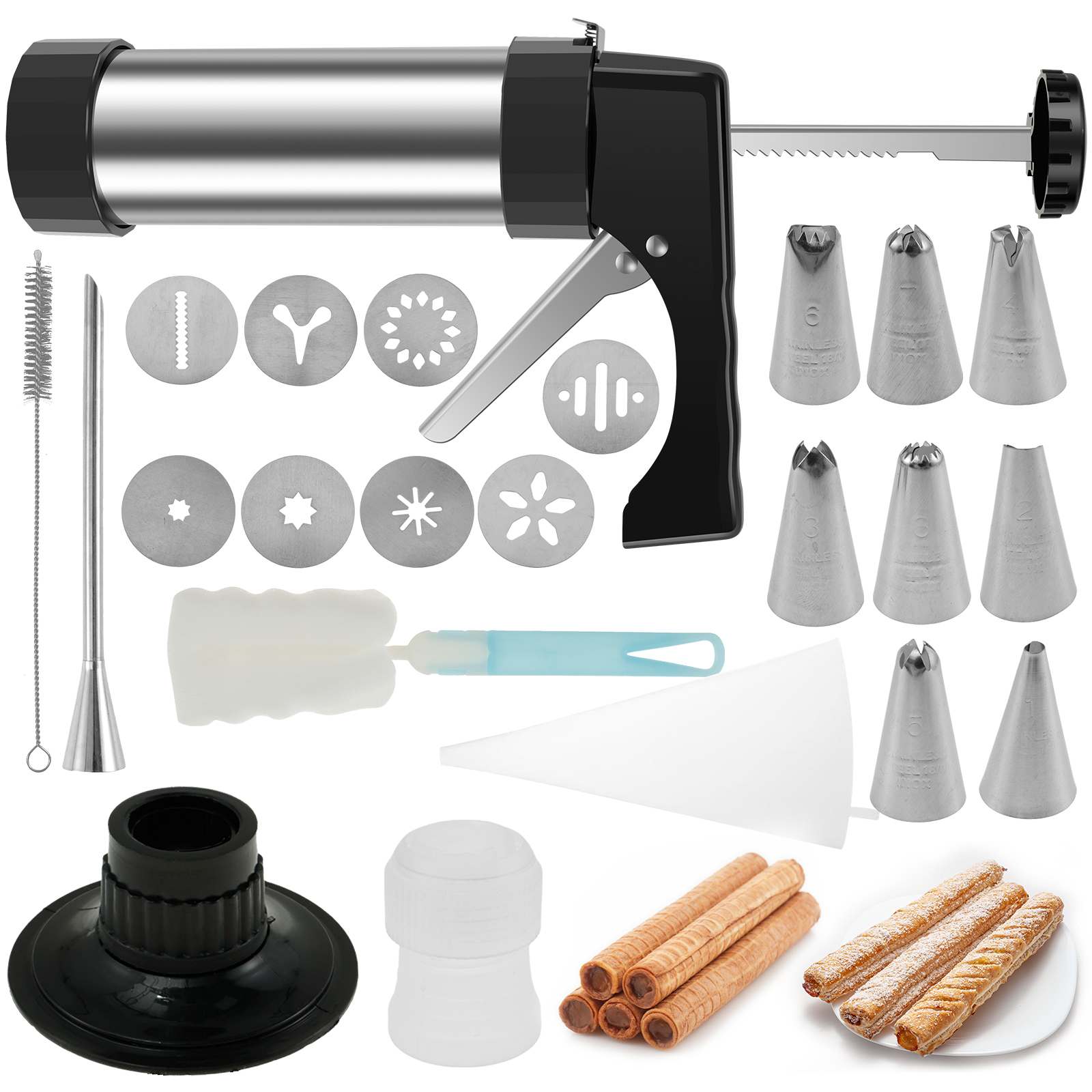 Stainless Steel Cookie Gun Chu - Churros Maker Gun reseña y precio