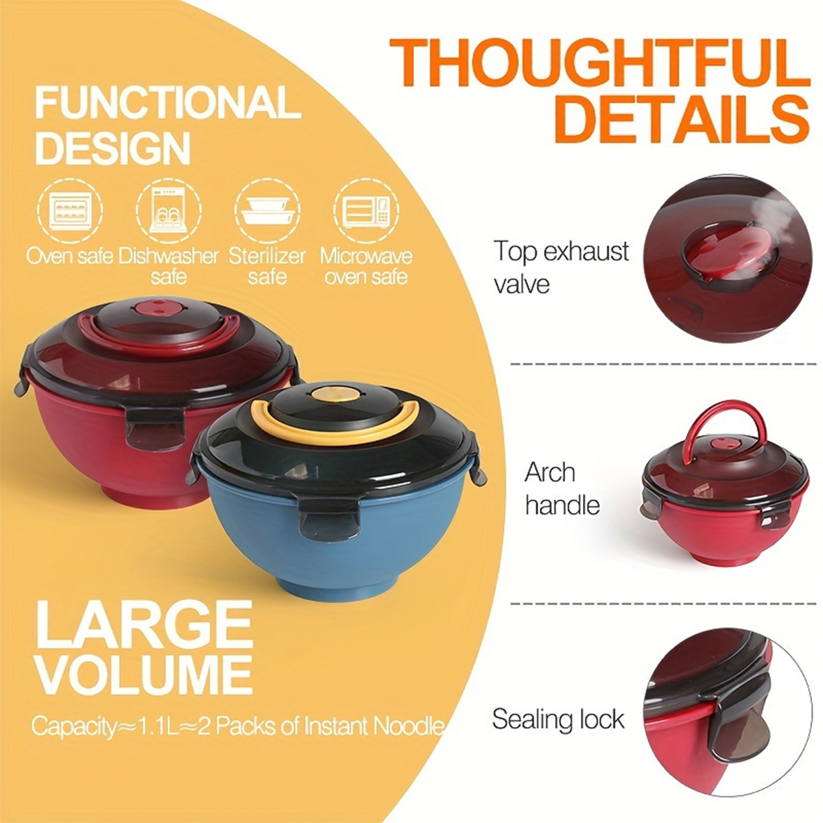 Portable Salad Noodle Soup Bow - Dim Sum Basket reseña y precio