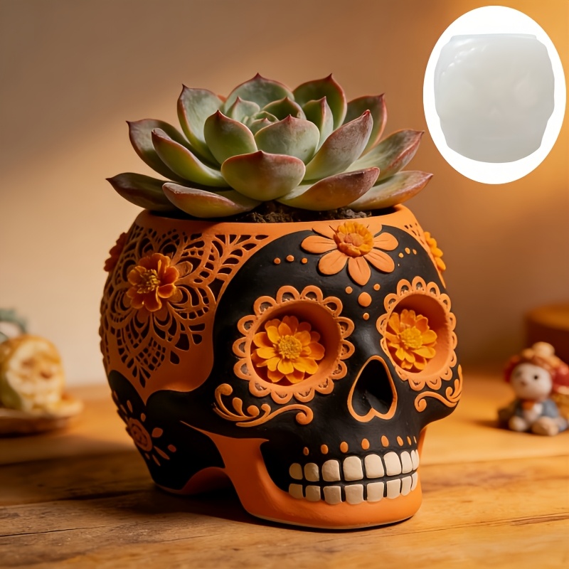Flower relief skull succulent  - Potsticker Mold reseña y precio