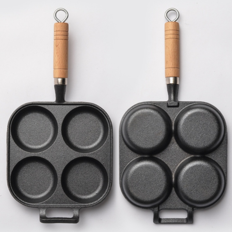 JUSTINLAU 2/4-Hole Cast Iron O - Egg Waffle Pan reseña y precio