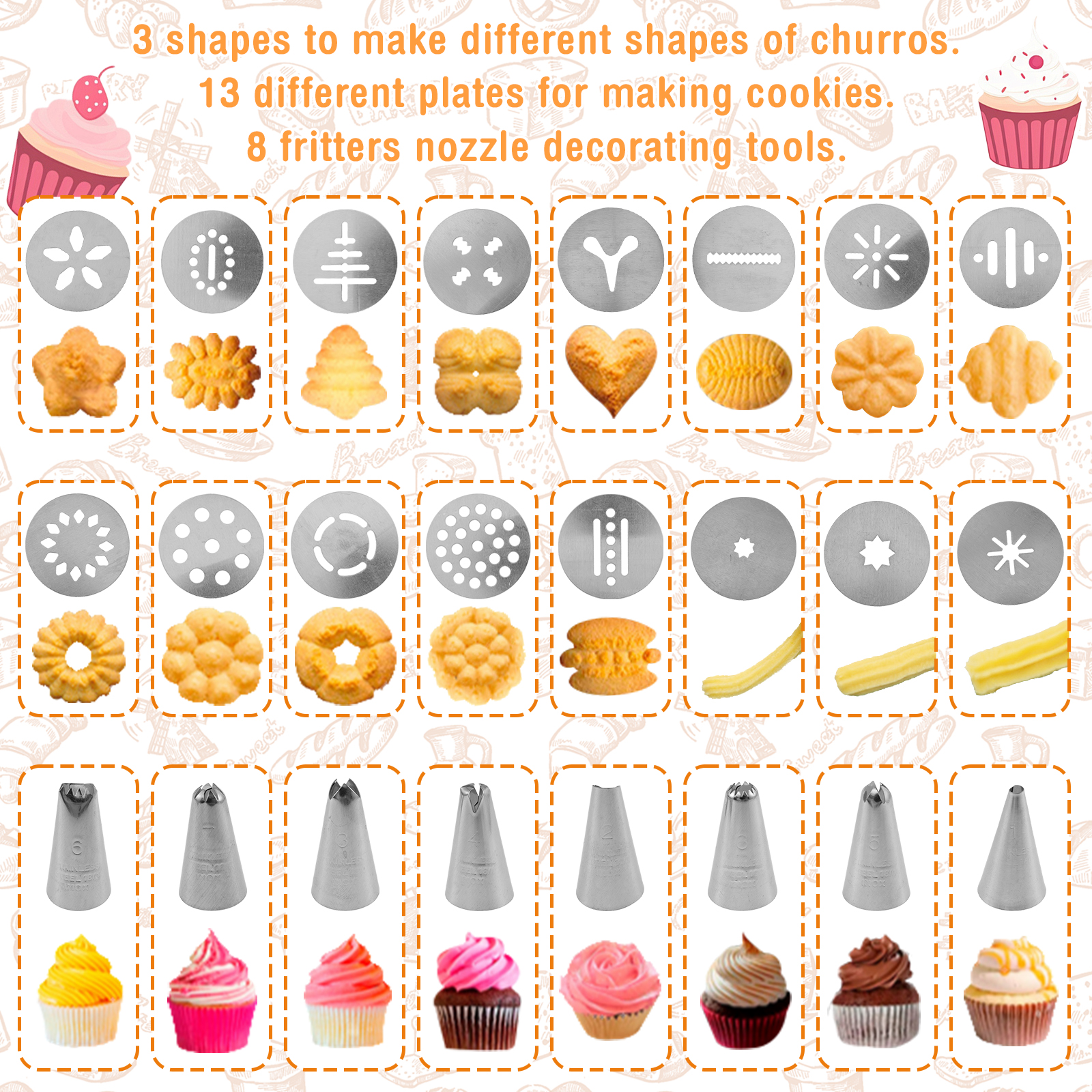 Cookie Press Gun Tips Set Stai - Churros Maker Gun reseña y precio