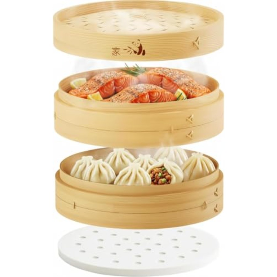 Bamboo Steamer Basket - 2-Tier - Bao Steamer Bamboo reseña y precio