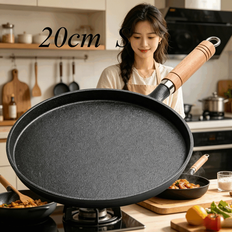 20cm Cast Iron Skillet Wooden  - Egg Waffle Pan reseña y precio