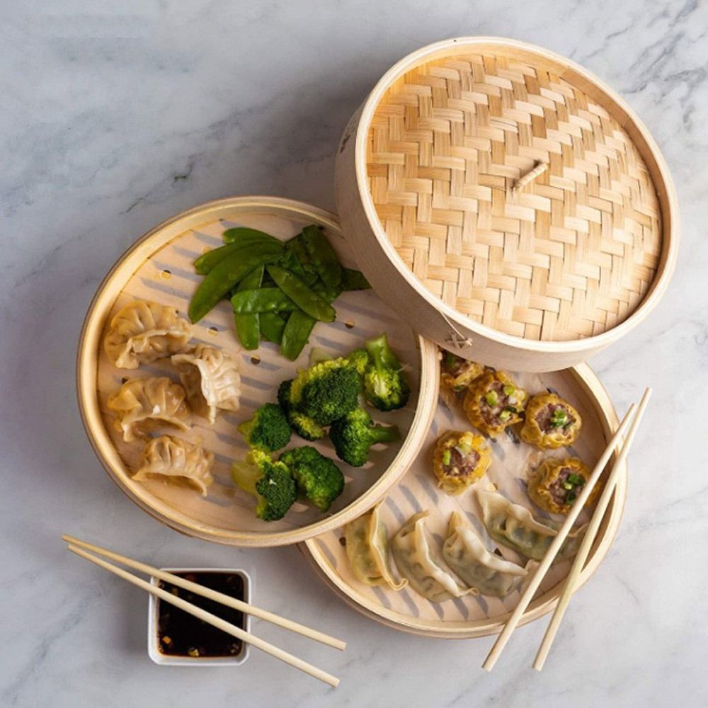 Bamboo Steamer Basket with Lid - Bao Steamer Bamboo reseña y precio