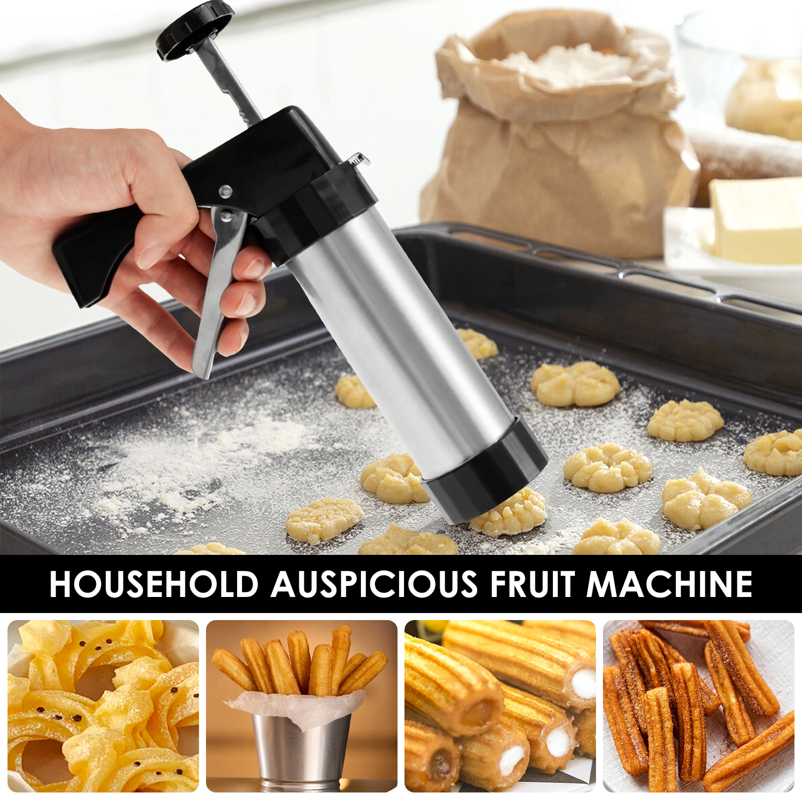 Stainless Steel Cookie Gun Chu - Churros Maker Gun reseña y precio
